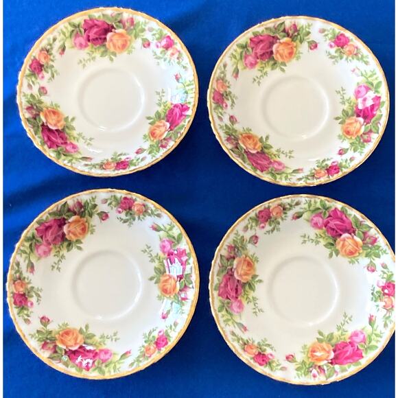 VTG Royal Albert Old Country Roses 1962 Tea Coffee Saucer Set of 4 England - Picture 2 of 16